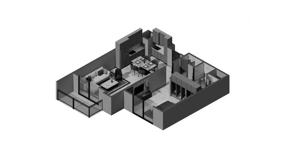 Планировка «1BR Type A 58SQM» 2 комнаты в ЖК ASCOT RESIDENCES