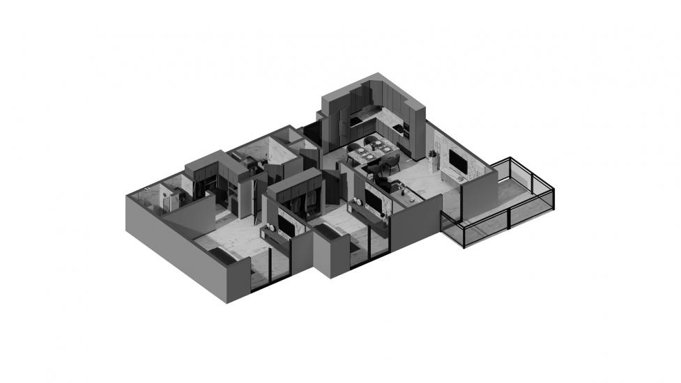 Планировка «2BR Type A 84SQM» 3 комнаты в ЖК ASCOT RESIDENCES