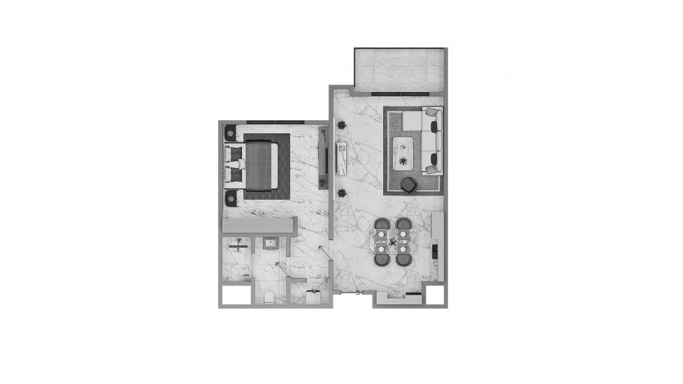 Floor plan «1BR Type A 58SQM», 1 bedroom in ASCOT RESIDENCES