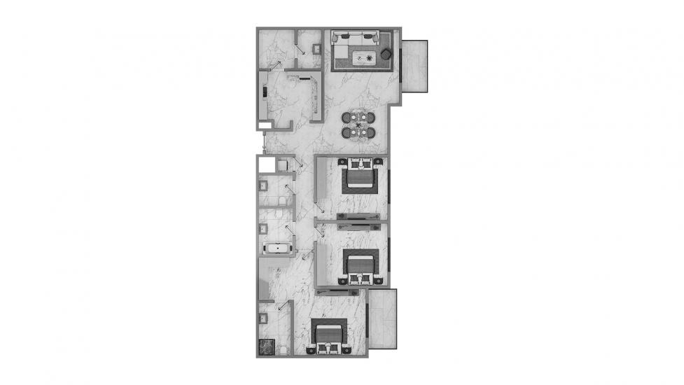 Floor plan «3BR Type A 130SQM», 3 bedrooms in ASCOT RESIDENCES