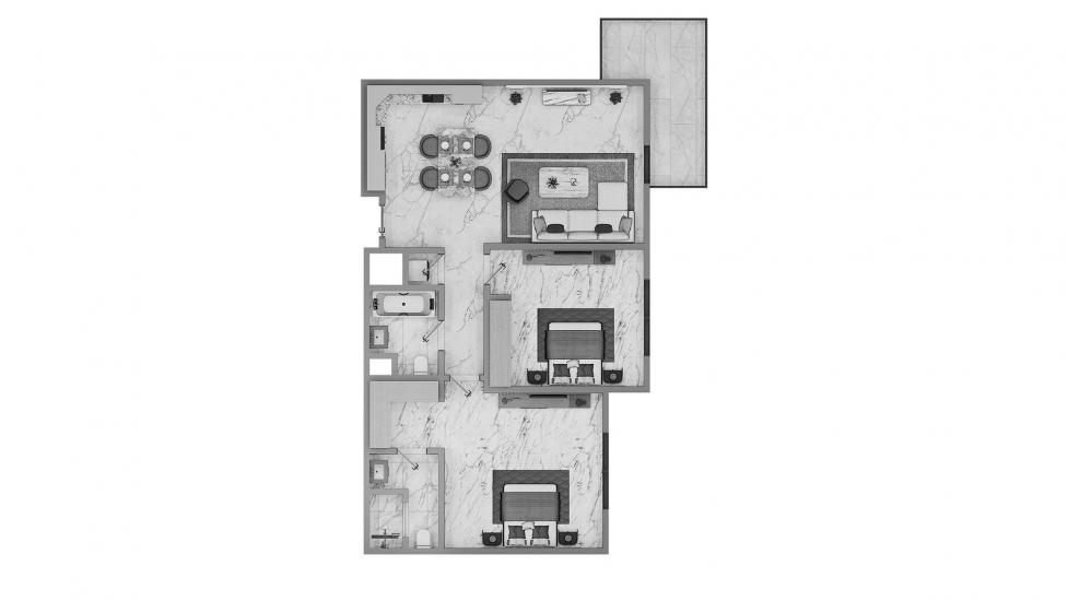 Floor plan «2BR Type A 84SQM», 2 bedrooms in ASCOT RESIDENCES